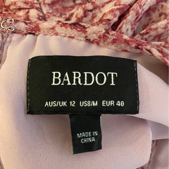 Bardot Charlotte puff sleeve pink ruched mini dress. - Picture 9 of 9